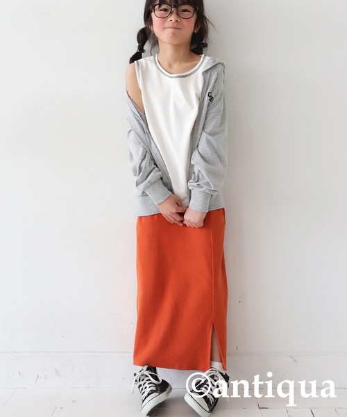 antiqua(アンティカ)の「配色ステッチタンクトップ(タンクトップ・キッズ・ブラック/ホワイト系その他/ホワイト/オレンジ/ブルー/杢グレー/ブラック×ホワイト・120/130)」の12枚目の写真