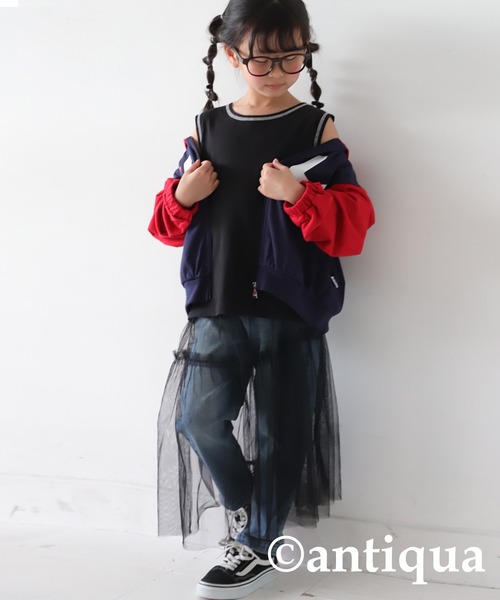 antiqua(アンティカ)の「配色ステッチタンクトップ(タンクトップ・キッズ・ブラック/ホワイト系その他/ホワイト/オレンジ/ブルー/杢グレー/ブラック×ホワイト・120/130)」の21枚目の写真