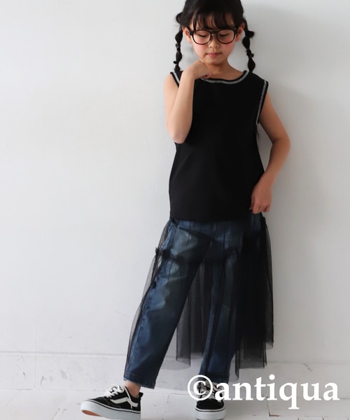 antiqua(アンティカ)の「配色ステッチタンクトップ(タンクトップ・キッズ・ブラック/ホワイト系その他/ホワイト/オレンジ/ブルー/杢グレー/ブラック×ホワイト・120/130)」の20枚目の写真