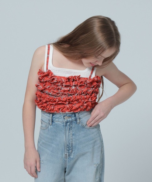 LOWRYS FARM(ローリーズファーム)の「INDIAISフリルキャミソール 112149(キャミソール・キッズ・レッド/ブルー・FREE)」の20枚目の写真