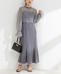 ドットチュールブラウス コンビキャミワンピース