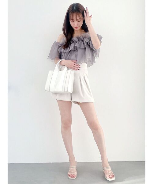MERCURYDUO（マーキュリーデュオ）の「【セットアップ着用可】ツイルタックショートパンツ（その他パンツ・レディース・ベージュ/アイボリー/ブラック・SMALL/MEDIUM）」の11枚目の写真