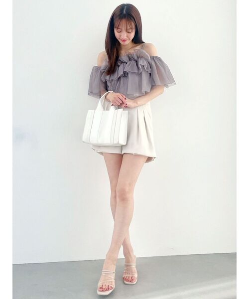 MERCURYDUO（マーキュリーデュオ）の「【セットアップ着用可】ツイルタックショートパンツ（その他パンツ・レディース・ベージュ/アイボリー/ブラック・SMALL/MEDIUM）」の12枚目の写真