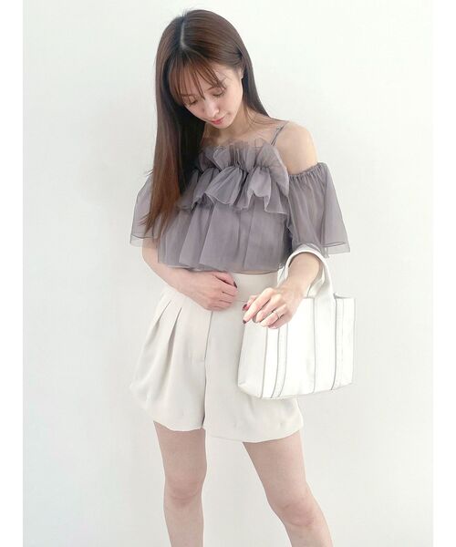 MERCURYDUO（マーキュリーデュオ）の「【セットアップ着用可】ツイルタックショートパンツ（その他パンツ・レディース・ベージュ/アイボリー/ブラック・SMALL/MEDIUM）」の13枚目の写真