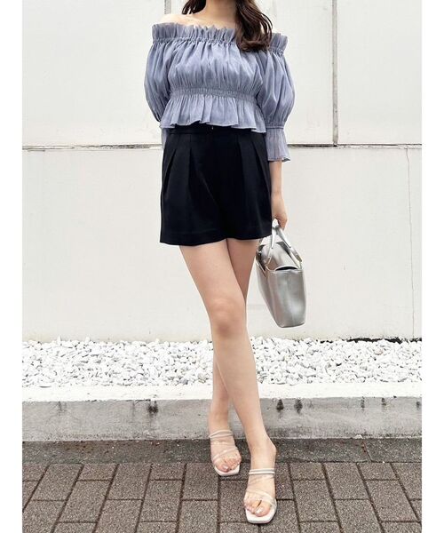 MERCURYDUO（マーキュリーデュオ）の「【セットアップ着用可】ツイルタックショートパンツ（その他パンツ・レディース・ベージュ/アイボリー/ブラック・SMALL/MEDIUM）」の15枚目の写真