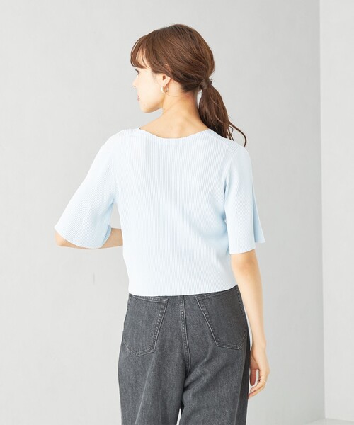 EMMEL REFINES（エメルリファインズ）の「＜EMMEL REFINES＞EM リブショートスリーブ Vネック カーディガン（カーディガン/ボレロ・レディース・ナチュラル/ライトブルー/ケリー・FREE）」の10枚目の写真
