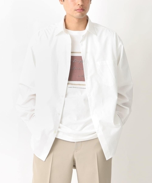 a.v.v(アーヴェヴェ)の「【イージーケア】ワイドシルエットシャツ(シャツ/ブラウス・メンズ・ダークインディゴブルー/ホワイト・46/48)」の1枚目の写真