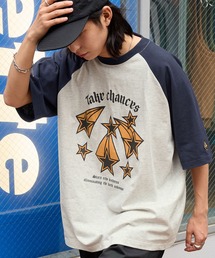 MONO-MART | オーバーサイズグラフィックラグラン半袖Tシャツ/STAR&HEART(Tシャツ/カットソー)
