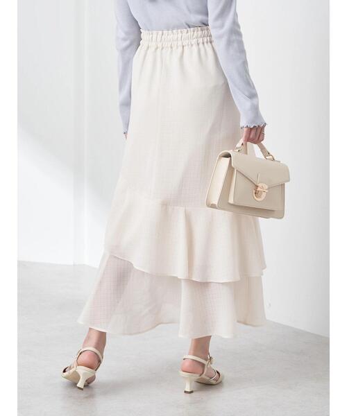 earth music&ecology（アースミュージックアンドエコロジー）の「アシメラッフル段々スカート（スカート・レディース・ミント/アイボリー/グレイッシュベージュ・FREE）」の9枚目の写真