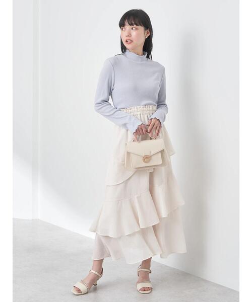 earth music&ecology（アースミュージックアンドエコロジー）の「アシメラッフル段々スカート（スカート・レディース・ミント/アイボリー/グレイッシュベージュ・FREE）」の10枚目の写真