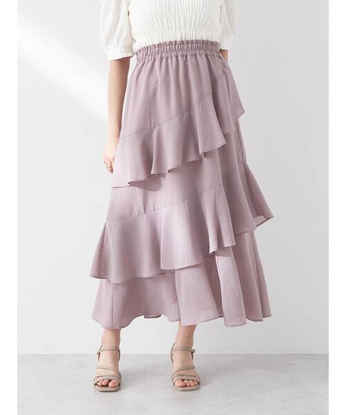 earth music&ecology（アースミュージックアンドエコロジー）の「アシメラッフル段々スカート（スカート・レディース・ミント/アイボリー/グレイッシュベージュ・FREE）」の11枚目の写真