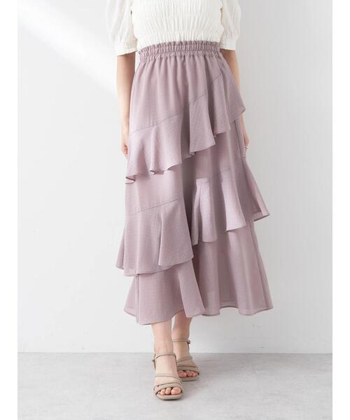 earth music&ecology（アースミュージックアンドエコロジー）の「アシメラッフル段々スカート（スカート・レディース・ミント/アイボリー/グレイッシュベージュ・FREE）」の12枚目の写真