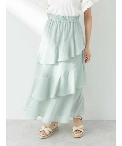 earth music&ecology（アースミュージックアンドエコロジー）の「アシメラッフル段々スカート（スカート・レディース・ミント/アイボリー/グレイッシュベージュ・FREE）」の17枚目の写真
