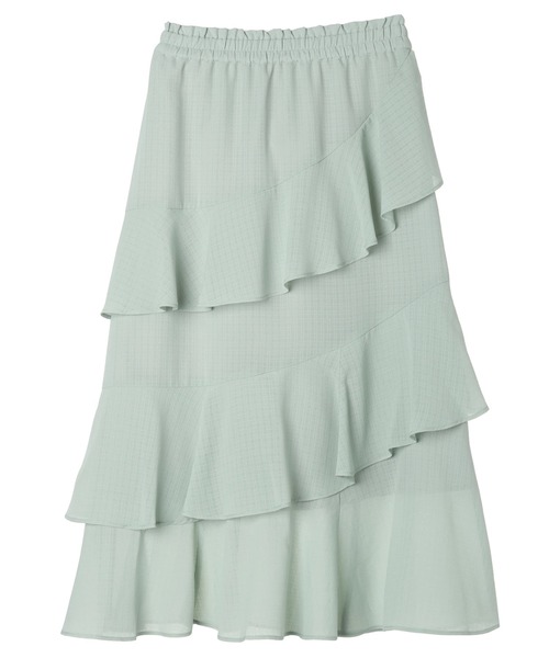 earth music&ecology（アースミュージックアンドエコロジー）の「アシメラッフル段々スカート（スカート・レディース・ミント/アイボリー/グレイッシュベージュ・FREE）」の3枚目の写真
