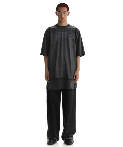 オーバーサイズ 汚れ加工 手書き風プリント Tシャツ DT4199