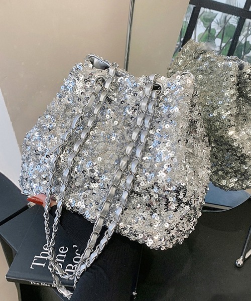 Futier land（フューティアランド）の「スパンコールチェーンバッグ（ショルダーバッグ・レディース・ブラック/シルバー・FREE）」の5枚目の写真