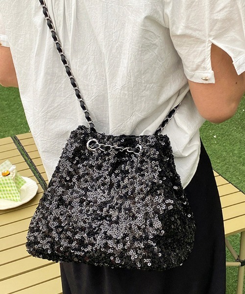 Futier land（フューティアランド）の「スパンコールチェーンバッグ（ショルダーバッグ・レディース・ブラック/シルバー・FREE）」の13枚目の写真