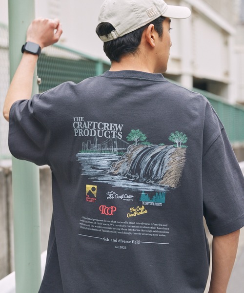 THE CRAFT CREW PRODUCTS（ザクラフトクループロダクツ）の「ヘビーウェイトファンクショナルファブリック ビッグシルエット バックプリントクルーネック半袖Tシャツ / 抗菌・防臭【THE CRAFT CREW PRODUCTS】（Tシャツ/カットソー・メンズ・ダークグリーン/ダークネイビー/ホワイト系/チャコール/ブラック系/ブラック/ダークブラウン/グレイッシュベージュ/ブルー/オフホワイト/アッシュグレー/ブラック系2/グレー系/ベージュ系/ホワイト系2/グレー系2/モカ/ホワイト系3・S/L/M）」の11枚目の写真