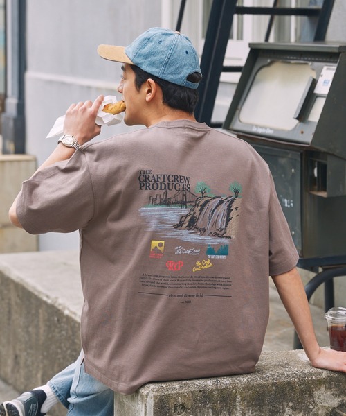 THE CRAFT CREW PRODUCTS（ザクラフトクループロダクツ）の「ヘビーウェイトファンクショナルファブリック ビッグシルエット バックプリントクルーネック半袖Tシャツ / 抗菌・防臭【THE CRAFT CREW PRODUCTS】（Tシャツ/カットソー・メンズ・ダークグリーン/ダークネイビー/ホワイト系/チャコール/ブラック系/ブラック/ダークブラウン/グレイッシュベージュ/ブルー/オフホワイト/アッシュグレー/ブラック系2/グレー系/ベージュ系/ホワイト系2/グレー系2/モカ/ホワイト系3・S/L/M）」の13枚目の写真