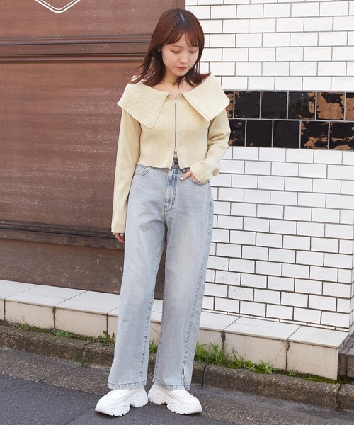vin 裾スリットデニム 新品 ブルー FRAMeWORK（フレームワーク）の「裾スリットDENIM◇（デニム