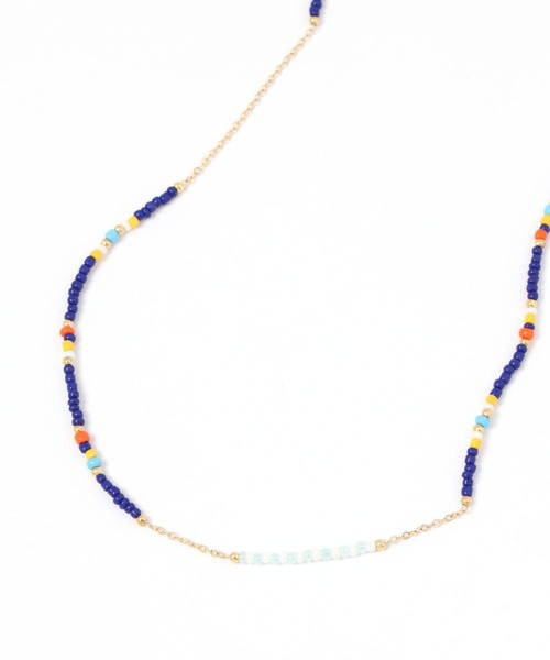 GLOBAL WORK Smile Seed Store(グローバルワーク スマイルシードストア)の「ビーズロングネックレス/111173(ネックレス・レディース・ネイビー/ピンク系その他・FREE)」の1枚目の写真