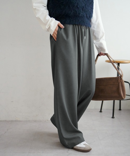 イタリア購入セットアップ 深いブルーベルベットとろみイージーパンツ trim_ofnls_item78de22846f5111e