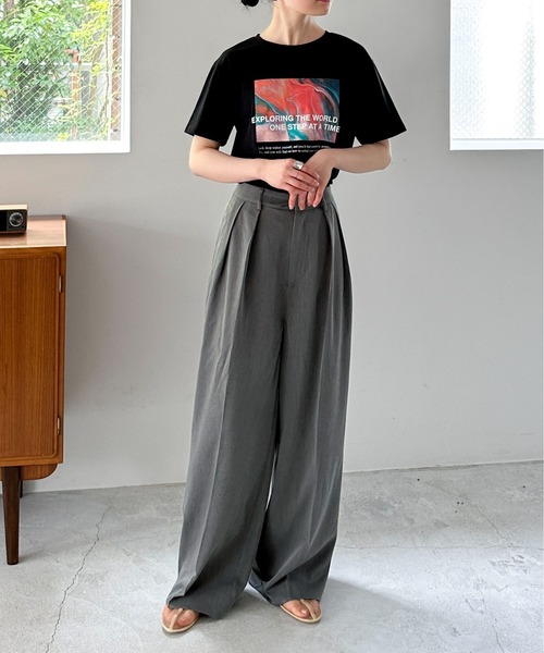 feepur(フェピュール)の「ダブルタックワイドパンツ(スラックス・レディース・ブラック/グレー・SMALL/MEDIUM)」の11枚目の写真