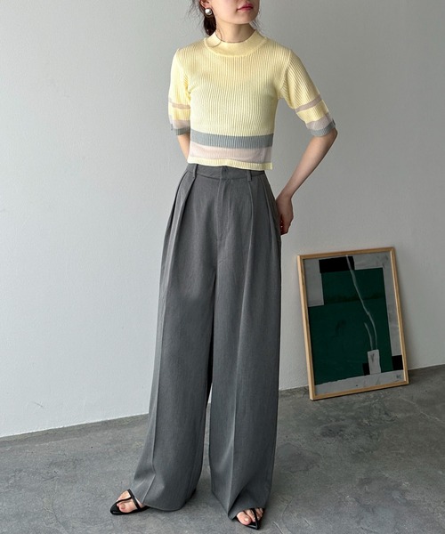 feepur(フェピュール)の「ダブルタックワイドパンツ(スラックス・レディース・ブラック/グレー・SMALL/MEDIUM)」の6枚目の写真