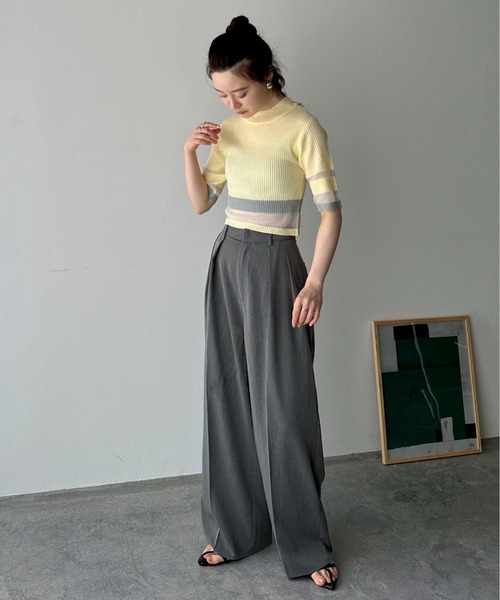 feepur(フェピュール)の「ダブルタックワイドパンツ(スラックス・レディース・ブラック/グレー・SMALL/MEDIUM)」の5枚目の写真