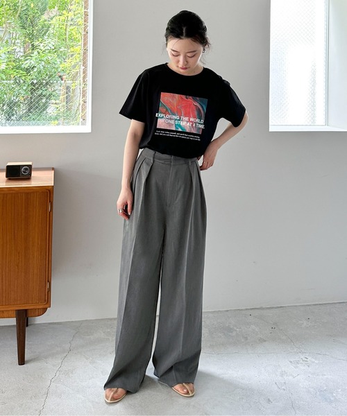 feepur(フェピュール)の「ダブルタックワイドパンツ(スラックス・レディース・ブラック/グレー・SMALL/MEDIUM)」の10枚目の写真