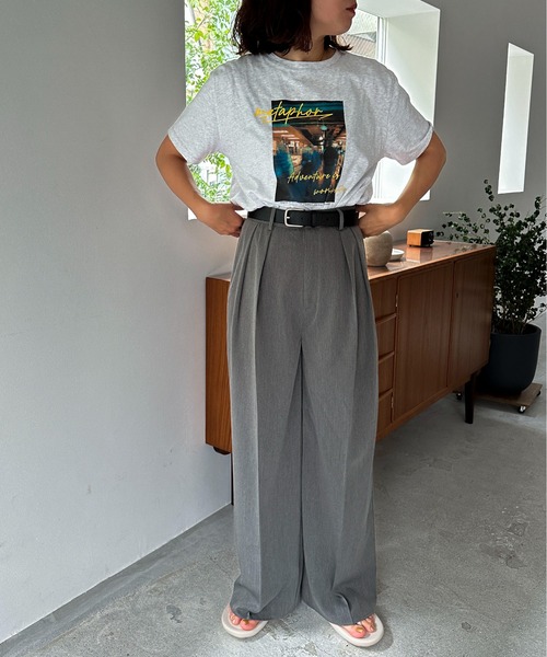 feepur(フェピュール)の「ダブルタックワイドパンツ(スラックス・レディース・ブラック/グレー・SMALL/MEDIUM)」の13枚目の写真