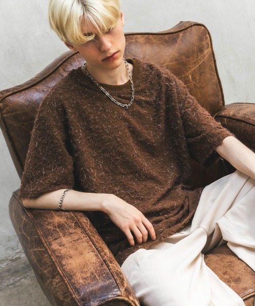 Shoowtime(ショウタイム)の「モヘアライクラメルーズTシャツ(Tシャツ/カットソー・メンズ・ブラック/ホワイト/ブラウン・MEDIUM/LARGE)」の2枚目の写真