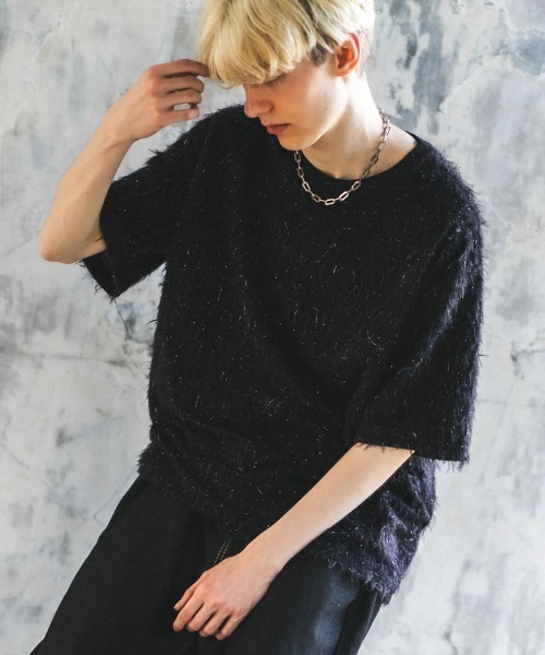 Shoowtime(ショウタイム)の「モヘアライクラメルーズTシャツ(Tシャツ/カットソー・メンズ・ブラック/ホワイト/ブラウン・MEDIUM/LARGE)」の1枚目の写真