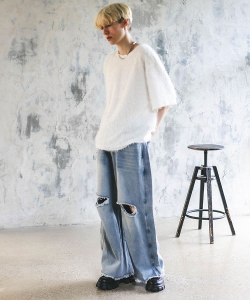 Shoowtime(ショウタイム)の「モヘアライクラメルーズTシャツ(Tシャツ/カットソー・メンズ・ブラック/ホワイト/ブラウン・MEDIUM/LARGE)」の15枚目の写真