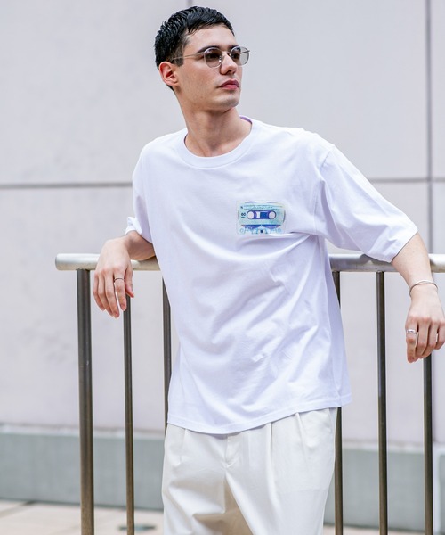 カセットテーププリント白半袖Tシャツ（Tシャツ/カットソー）｜NANO
