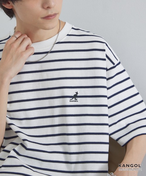 KANGOL(カンゴール)の「KANGOL/カンゴール 別注 ロゴ ワンポイント刺繍オーバーサイズ半袖Tシャツ(Tシャツ/カットソー・メンズ・オフホワイト/ダークブラウン/ブラック/ブラック系/ダークネイビー/チャコール/グレー系/グレイッシュベージュ/ライトグレー/ライトピンク/ライトブルー/グリーン系/サックスブルー/ワイン系/ダークグリーン/ブラック系2/レッド系/ホワイト系・L/M/S)」の2枚目の写真