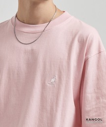 KANGOL/カンゴール 別注 ロゴ ワンポイント刺繍オーバーサイズ半袖Tシャツライトピンク
