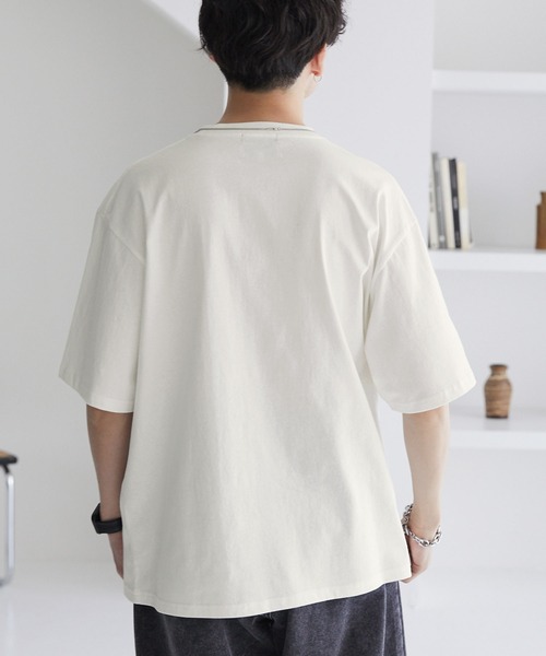 KANGOL（カンゴール）の「KANGOL/カンゴール 別注 ロゴ ワンポイント刺繍オーバーサイズ半袖Tシャツ（Tシャツ/カットソー・メンズ・オフホワイト/ダークブラウン/ブラック/ブラック系/ダークネイビー/チャコール/グレー系/グレイッシュベージュ/ライトグレー/ライトピンク/ライトブルー/グリーン系/サックスブルー/ワイン系・L/M/S）」の21枚目の写真