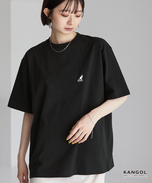 KANGOL футболка‑оверсайз с вышитым логотипом и тату‑вышивкой, полу‑рукав