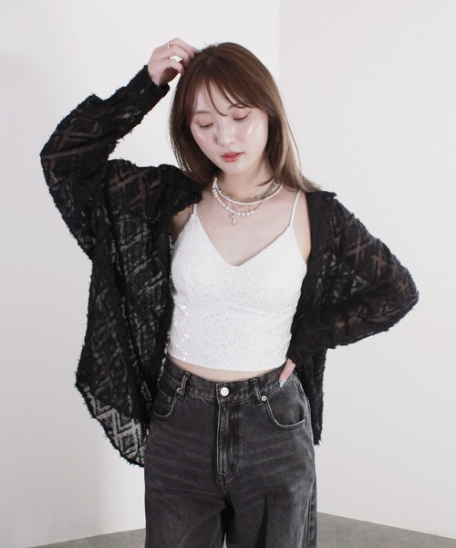 セール】【SNSで話題！】パッド付きラメキャミソール／padded