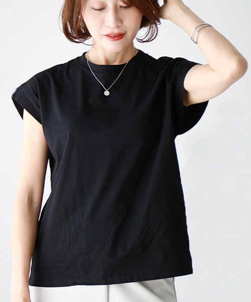 Ehre style(エーレスタイル)の「アラフォー世代へ脇隠しTシャツ安心して使えます!(Tシャツ/カットソー・レディース・ブラック/ベージュ/マスタード/ホワイト・FREE)」の2枚目の写真
