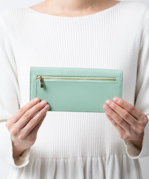 レア美品✨プラダ◇パスケース付きバイカラーフラップ長財布シルバー金具グレーミント セール】サフィアーノレザー スキミング防止 コンパクト かぶせ蓋付き