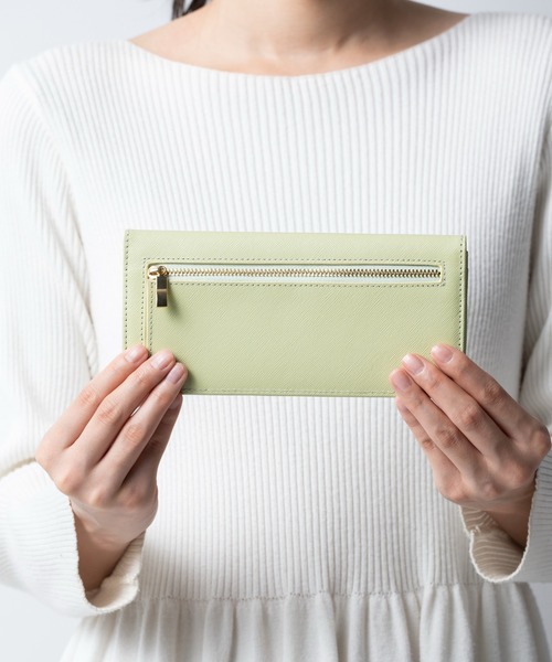 セール】サフィアーノレザー スキミング防止 コンパクト かぶせ蓋付き