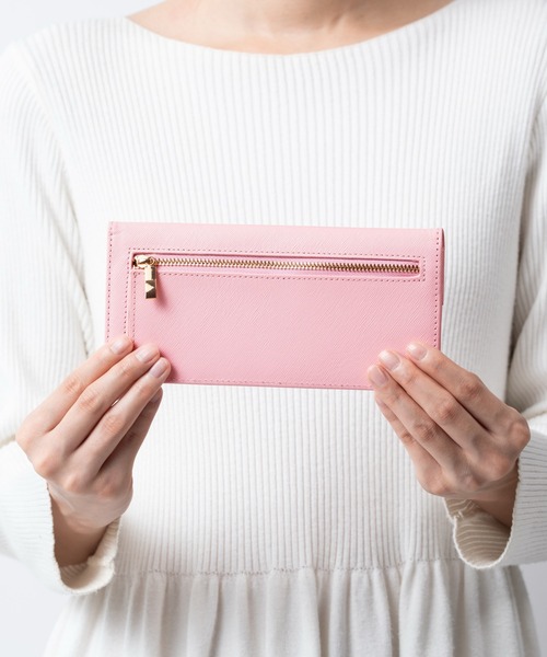 セール】サフィアーノレザー スキミング防止 コンパクト かぶせ蓋付き