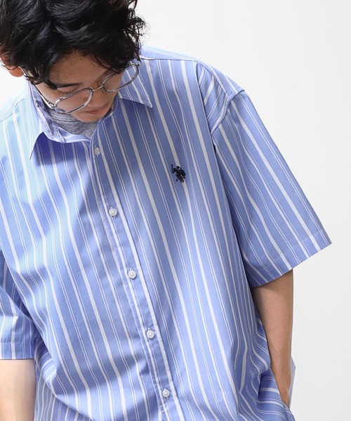U.S. POLO ASSN.(ユーエスポロアッスン)の「【U.S. POLO ASSN.】 ワンポイント ロゴ刺繍 ブロード ビッグシルエット 半袖 シャツ(シャツ/ブラウス・メンズ・ライラック系/ホワイト×ネイビー/ブルー系/ネイビー/インディゴブルー/ホワイト・MEDIUM/LARGE/X-LARGE)」の5枚目の写真