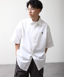 【U.S. POLO ASSN.】 ワンポイント ロゴ刺繍 ブロード ビッグシルエット 半袖 シャツ
