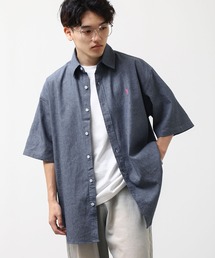 【U.S. POLO ASSN.】 ワンポイント ロゴ刺繍 ブロード ビッグシルエット 半袖 シャツ