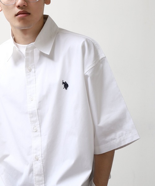 U.S. POLO ASSN.(ユーエスポロアッスン)の「【U.S. POLO ASSN.】 ワンポイント ロゴ刺繍 ブロード ビッグシルエット 半袖 シャツ(シャツ/ブラウス・メンズ・ライラック系/ホワイト×ネイビー/ブルー系/ネイビー/インディゴブルー/ホワイト・MEDIUM/LARGE/X-LARGE)」の8枚目の写真