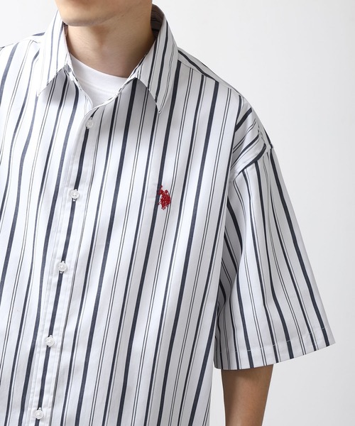 U.S. POLO ASSN.(ユーエスポロアッスン)の「【U.S. POLO ASSN.】 ワンポイント ロゴ刺繍 ブロード ビッグシルエット 半袖 シャツ(シャツ/ブラウス・メンズ・ライラック系/ホワイト×ネイビー/ブルー系/ネイビー/インディゴブルー/ホワイト・MEDIUM/LARGE/X-LARGE)」の15枚目の写真