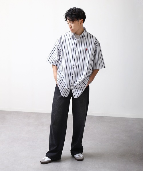U.S. POLO ASSN.(ユーエスポロアッスン)の「【U.S. POLO ASSN.】 ワンポイント ロゴ刺繍 ブロード ビッグシルエット 半袖 シャツ(シャツ/ブラウス・メンズ・ライラック系/ホワイト×ネイビー/ブルー系/ネイビー/インディゴブルー/ホワイト・MEDIUM/LARGE/X-LARGE)」の16枚目の写真